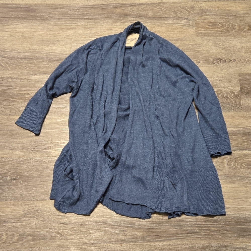 ANTHRO linen Blend Layered Cardigan Medium